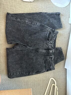 High-Waist Wash Black Denim Pants